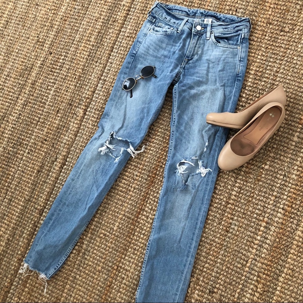 Skinny distressed jeans!